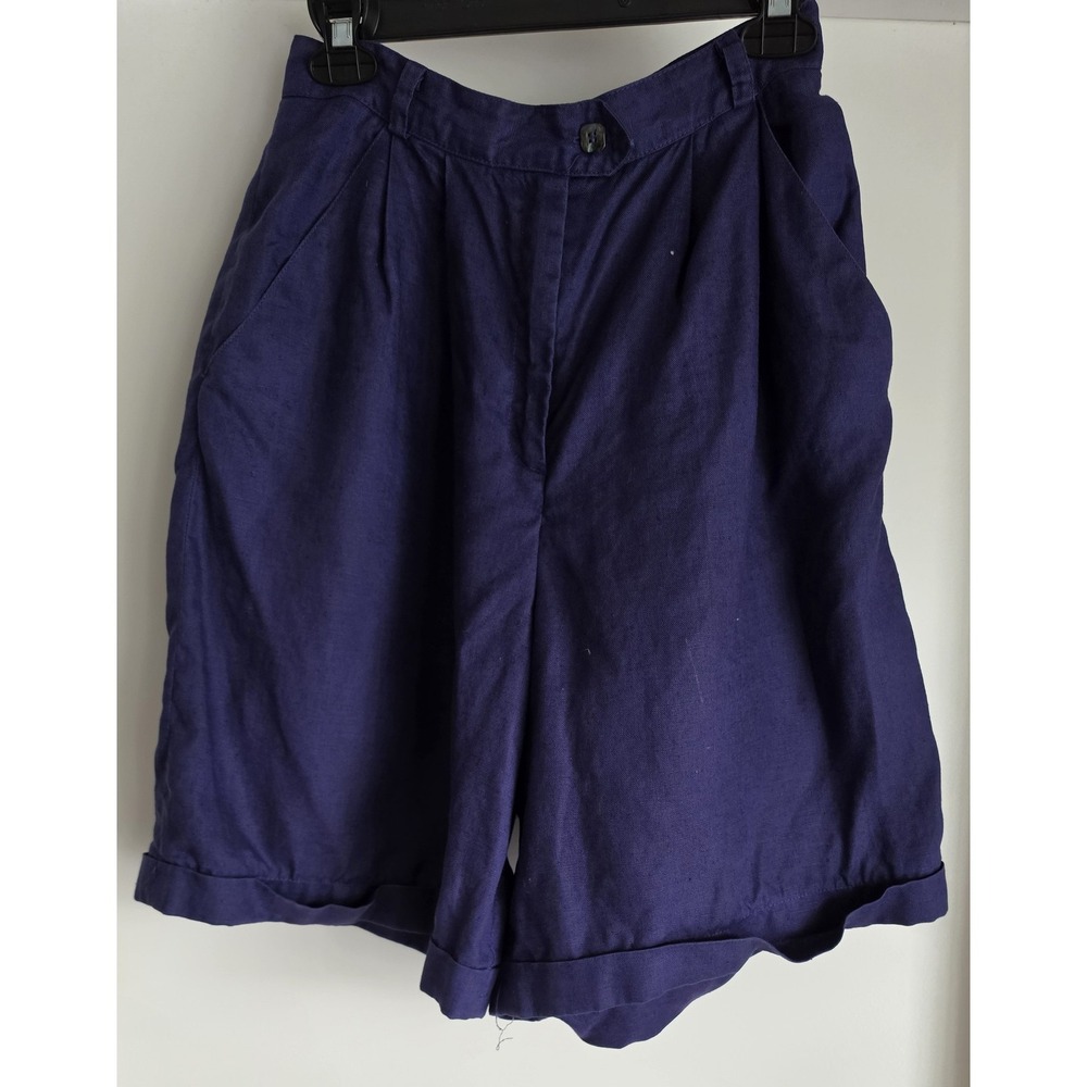 Valerie Stevens‎ Women's Bermud Shorts Size 10 Purple Linen 26in Waist Pleated